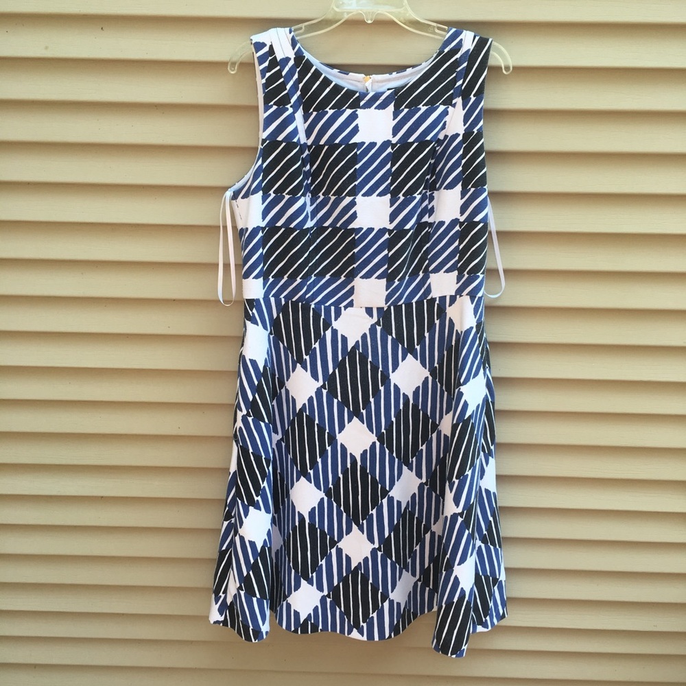 Talbots sleeveless checker patterned midi dress